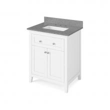 Jeffrey Alexander VKITCHA30WHSGR - 30'' White Chatham Vanity, Steel Grey Cultured Marble Vanity Top, undermount rectangle b