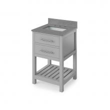 Jeffrey Alexander VKITWAV24GRSGR - 24'' Grey Wavecrest Vanity, Steel Grey Cultured Marble Vanity Top, undermount rectangle