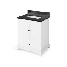 Jeffrey Alexander VKITADD30WHBGR - 30'' White Addington Vanity, Black Granite Vanity Top, undermount rectangle bowl