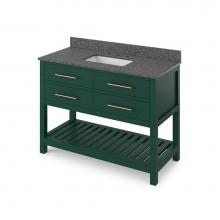 Jeffrey Alexander VKITWAV48GNBOR - 48'' Forest Green Wavecrest Vanity, Boulder Cultured Marble Vanity Top, undermount recta