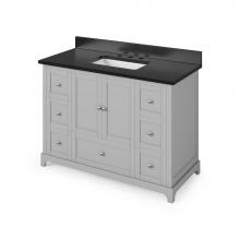 Jeffrey Alexander VKITADD48GRBGR - 48'' Grey Addington Vanity, Black Granite Vanity Top, undermount rectangle bowl