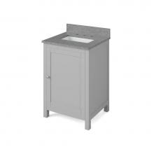 Jeffrey Alexander VKITAST24GRSGR - 24'' Grey Astoria Vanity, Steel Grey Cultured Marble Vanity Top, undermount rectangle bo