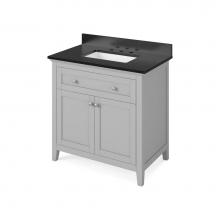 Jeffrey Alexander VKITCHA36GRBGR - 36'' Grey Chatham Vanity, Black Granite Vanity Top, undermount rectangle bowl