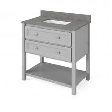 Jeffrey Alexander VKITADL36GRSGR - 36'' Grey Adler Vanity, Steel Grey Cultured Marble Vanity Top, undermount rectangle bowl