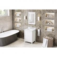 Jeffrey Alexander VKITAST24WHWCR - 24'' White Astoria Vanity, White Carrara Marble Vanity Top, undermount rectangle bowl