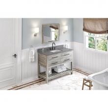 Jeffrey Alexander VKITWAV48WGBOR - 48'' Weathered Grey Wavecrest Vanity, Boulder Cultured Marble Vanity Top, Undermount Rec