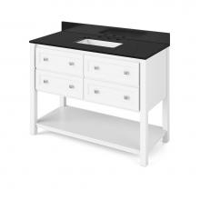 Jeffrey Alexander VKITADL48WHBGR - 48'' White Adler Vanity, Black Granite Vanity Top, undermount rectangle bowl