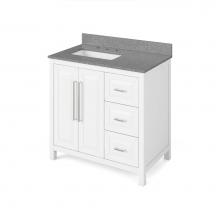 Jeffrey Alexander VKITCAD36WHSGR - 36'' White Cade Vanity, left offset, Steel Grey Cultured Marble Vanity Top, undermount r