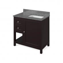 Jeffrey Alexander VKITAST36ESBOR - 36'' Espresso Astoria Vanity, right offset, Boulder Cultured Marble Vanity Top, undermou