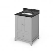 Jeffrey Alexander VKITADD24GRBGR - 24'' Grey Addington Vanity, Black Granite Vanity Top, undermount rectangle bowl