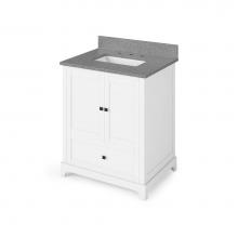 Jeffrey Alexander VKITADD30WHSGR - 30'' White Addington Vanity, Steel Grey Cultured Marble Vanity Top, undermount rectangle