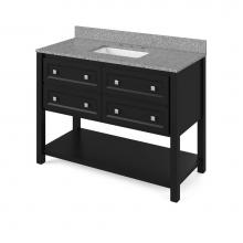 Jeffrey Alexander VKITADL48BKBOR - 48'' Black Adler Vanity, Boulder Cultured Marble Vanity Top, undermount rectangle bowl