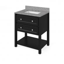 Jeffrey Alexander VKITADL30BKBOR - 30'' Black Adler Vanity, Boulder Cultured Marble Vanity Top, undermount rectangle bowl