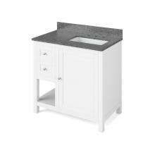 Jeffrey Alexander VKITAST36WHBOR - 36'' White Astoria Vanity, right offset, Boulder Cultured Marble Vanity Top, undermount