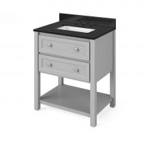 Jeffrey Alexander VKITADL30GRBGR - 30'' Grey Adler Vanity, Black Granite Vanity Top, undermount rectangle bowl