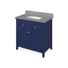 Jeffrey Alexander VKITCHA36BLSGR - 36'' Hale Blue Chatham Vanity, Steel Grey Cultured Marble Vanity Top, undermount rectang