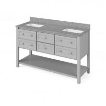 Jeffrey Alexander VKITADL60GRBOR - 60'' Grey Adler Vanity, double bowl, Boulder Cultured Marble Vanity Top, two undermount