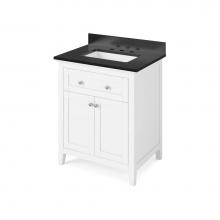 Jeffrey Alexander VKITCHA30WHBGR - 30'' White Chatham Vanity, Black Granite Vanity Top, undermount rectangle bowl