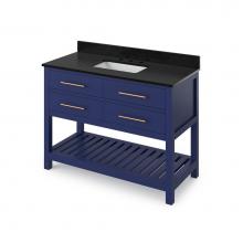 Jeffrey Alexander VKITWAV48BLBGR - 48'' Hale Blue Wavecrest Vanity, Black Granite Vanity Top, undermount rectangle bowl