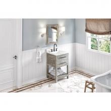 Jeffrey Alexander VKITWAV24WGCQR - 24'' Weathered Grey Wavecrest Vanity, Calacatta Vienna Quartz Vanity Top, Undermount Rec