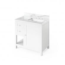 Jeffrey Alexander VKITAST36WHCQR - 36'' White Astoria Vanity, right offset, Calacatta Vienna Quartz Vanity Top, undermount