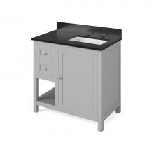 Jeffrey Alexander VKITAST36GRBGR - 36'' Grey Astoria Vanity, right offset, Black Granite Vanity Top, undermount rectangle b