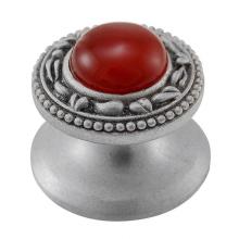 Vicenza Designs K1149-SN-CA - San Michele, Knob, Small, Stone Insert, Carnelian, Satin Nickel
