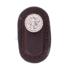 Vicenza Designs K1167-SN-BR - San Michele, Knob, Large, Leather, Brown, Satin Nickel
