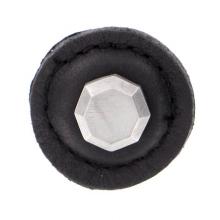 Vicenza Designs K1284-SN-BL - Archimedes, Knob, Large, Round Leather, Black, Satin Nickel