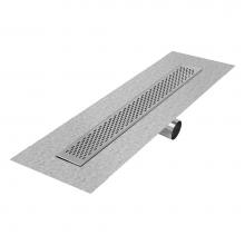 QM Drain 33.300.58FSO ST - Delmar Series. 58'' Standard length Side Outlet linear drain. Delta Line. Satin