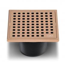 QM Drain 88.100.05 - Lagos Series. Mira Line. 4'' Square Drain. Bronze fin.