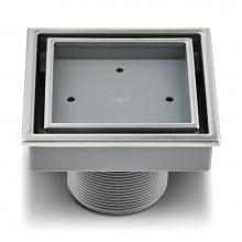 QM Drain 88.300.03 - Lagos Series. Veil Line. 4'' Square Drain. Satin fin.