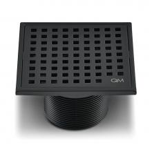 QM Drain 88.100.07 - Lagos Series. Mira Line. 4'' Square Drain. Black/Orb fin.