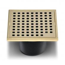 QM Drain 88.100.09 - Lagos Series. Mira Line. 4'' Square Drain. Gold fin.