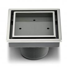 QM Drain 88.300.01 - Lagos Series. Veil Line. 4'' Square Drain. Polished fin.