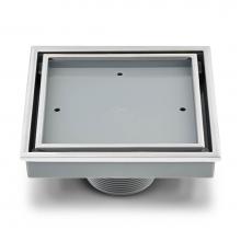 QM Drain 88.300.02 - Lagos Series. Veil Line. 5 3/4'' Square Drain. Polished fin.