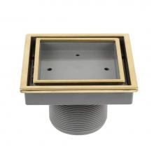 QM Drain 88.300.07 - Lagos Series. Veil Line. 4'' Square Drain. Gold fin.