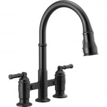 Delta Canada 2390L-BL-DST - Broderick™ Two Handle Pull-Down Bridge Kitchen Faucet