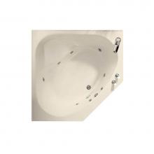 Maax Canada 100054-001-004-000 - Tandem II 60 in. x 60 in. Corner Bathtub with Whirlpool System Center Drain in Bone