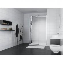 Zitta Canada DPA4800ASTC21+DPA3600PSTX2B+AS00464B4836CRER1 - Piazza 48 chrome straight shower door + Piazza 36 return panel column chrome clear straight + Show