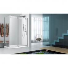 Zitta Canada DPA4800WSTC21+DPA3600PSTG25 - Piazza 48 straight shower door wall closing chrome clear + Piazza 36 chrome MIRROR  LEFT straight