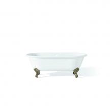 Cheviot Products Canada 2168-WW-0-PN - Regal Tub, 61'', White, Flat, Polished Nickel Shaughnessy Feet