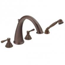 Moen Canada T922ORB - Oil rubbed bronze two-handle high arc roman tub faucet includes hand