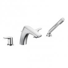 Moen Canada T987 - Chrome two-handle low arc roman tub faucet includes hand