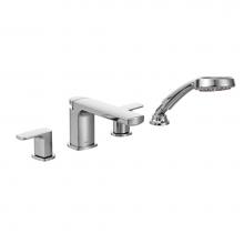 Moen Canada T936 - Rizon Chrome Two-Handle Low Arc Roman Tub Faucet Includes Hand Shower