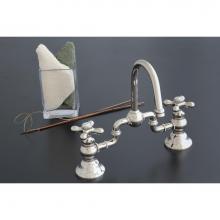 Strom Living P1007-10C - Chrome Gooseneck Adjustable Bridge Faucet W/X-Point Handles. Includes Lift & Tur