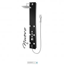 Tenzo TZG1-BK-NU/S812 - Shower Col. Tempered Glass Nuevo [Sh. Head 6 Jets Hand Shwr] Thermo./Vol. Ctrl Valve Black Finish