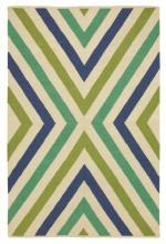 Company C Rugs 19012-BLUE-4X6 - CHEVRON FLATWEAVE RUG-CAPRI BLUE 4X6