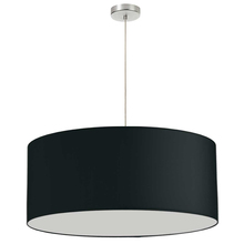 Dainolite DRM-L-797 - 1 Light, 28" Drum Shade Pendant, No Bottom Diffuser, Black Fabric