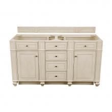 James Martin Furniture 157-V60D-VV-3GEX - Bristol 60'' Double Vanity, Vintage Vanilla, w/ 3 CM Grey Expo Quartz Top